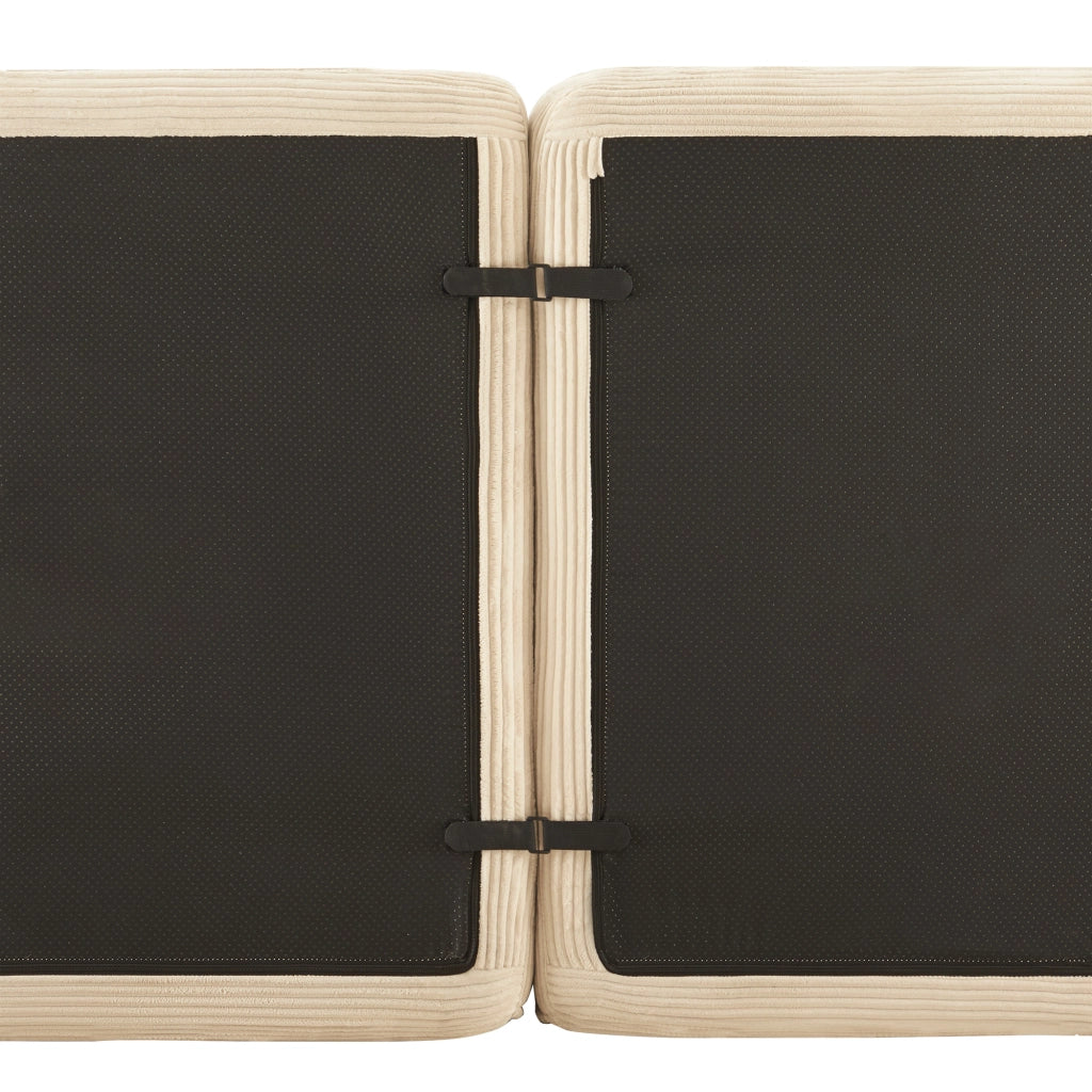 Divano modulare 3 posti; seduta profonda 74 cm; base antiscivolo; in velluto a coste beige
