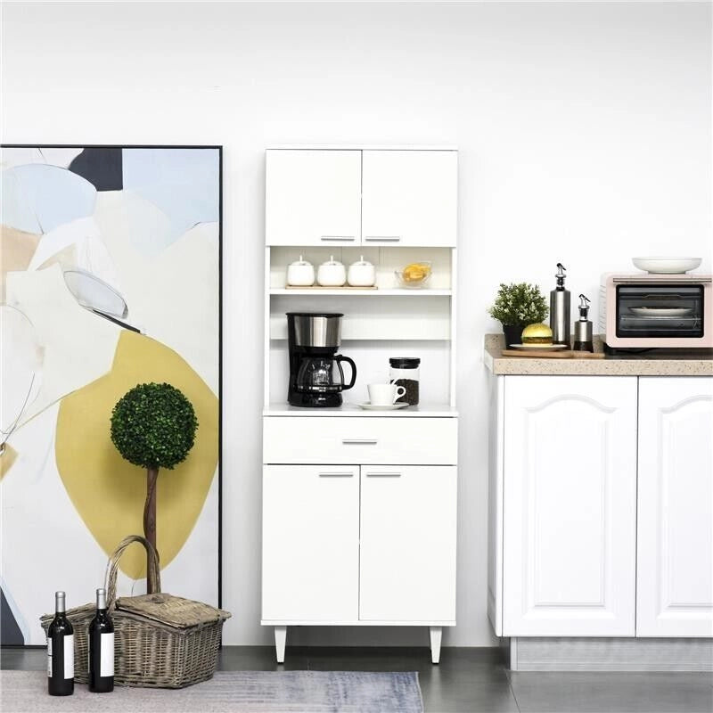 CREDENZA ALTA DA CUCINA MADIA CLASSICA BIANCA IN LEGNO