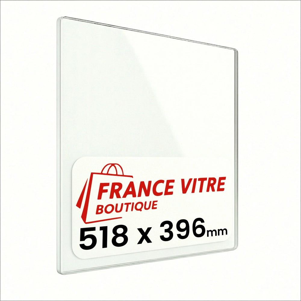 518 x 396 x 4 mm - Vetro per stufa a legna - vetro camino di ricambio - vetro per caminetto resistente al fuoco - France Vitre