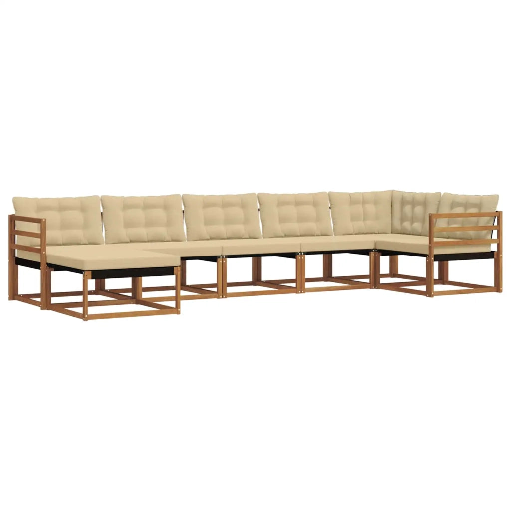 Set di divani da esterno con cuscino 7 pcs Naturale e Beige