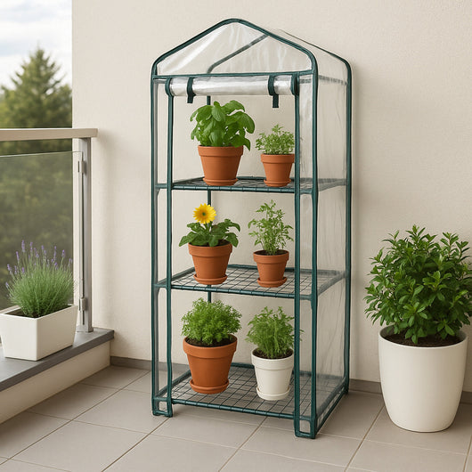 Mini Serra da Appartamento e Giardino Leggera Compatta facile da Montare con Copertura Resistente al Tempo e ai Raggi UV - Copertura in PVC