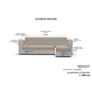 Copridivano Trapuntato con Penisola Destra Seduta 290 cm in Microfibra Panna