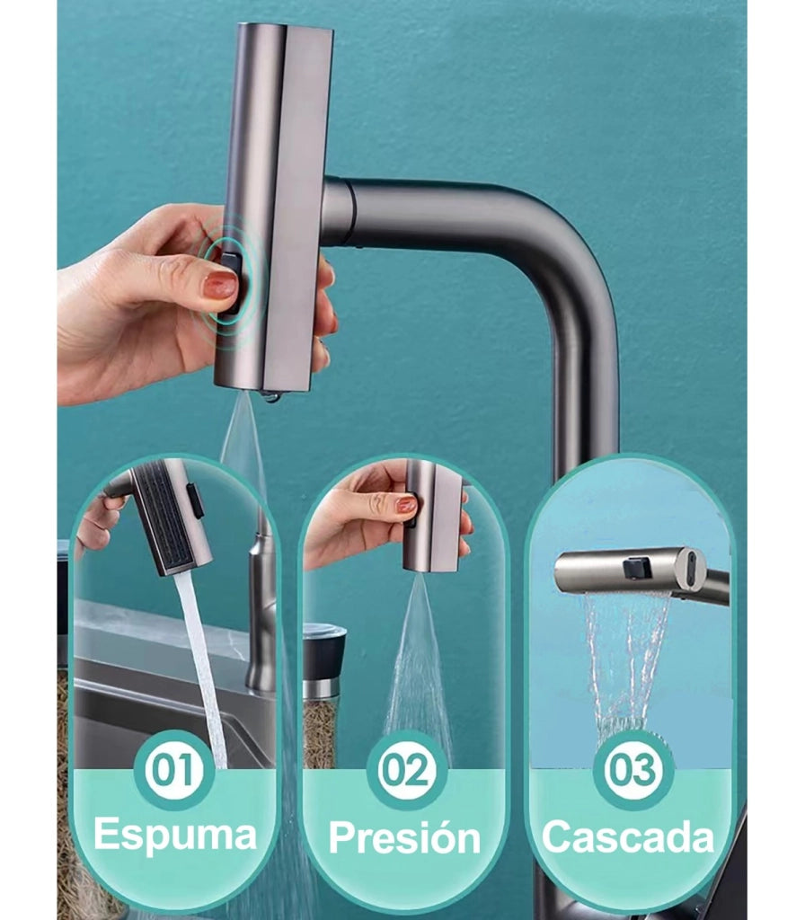 Rubinetto Cucina Cascada LH-188 | Rame Massiccio | Estraibile 3 Modi