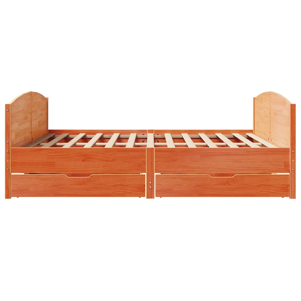 Letto senza Materasso Marrone Cera 180x200 cm in Legno di Pino