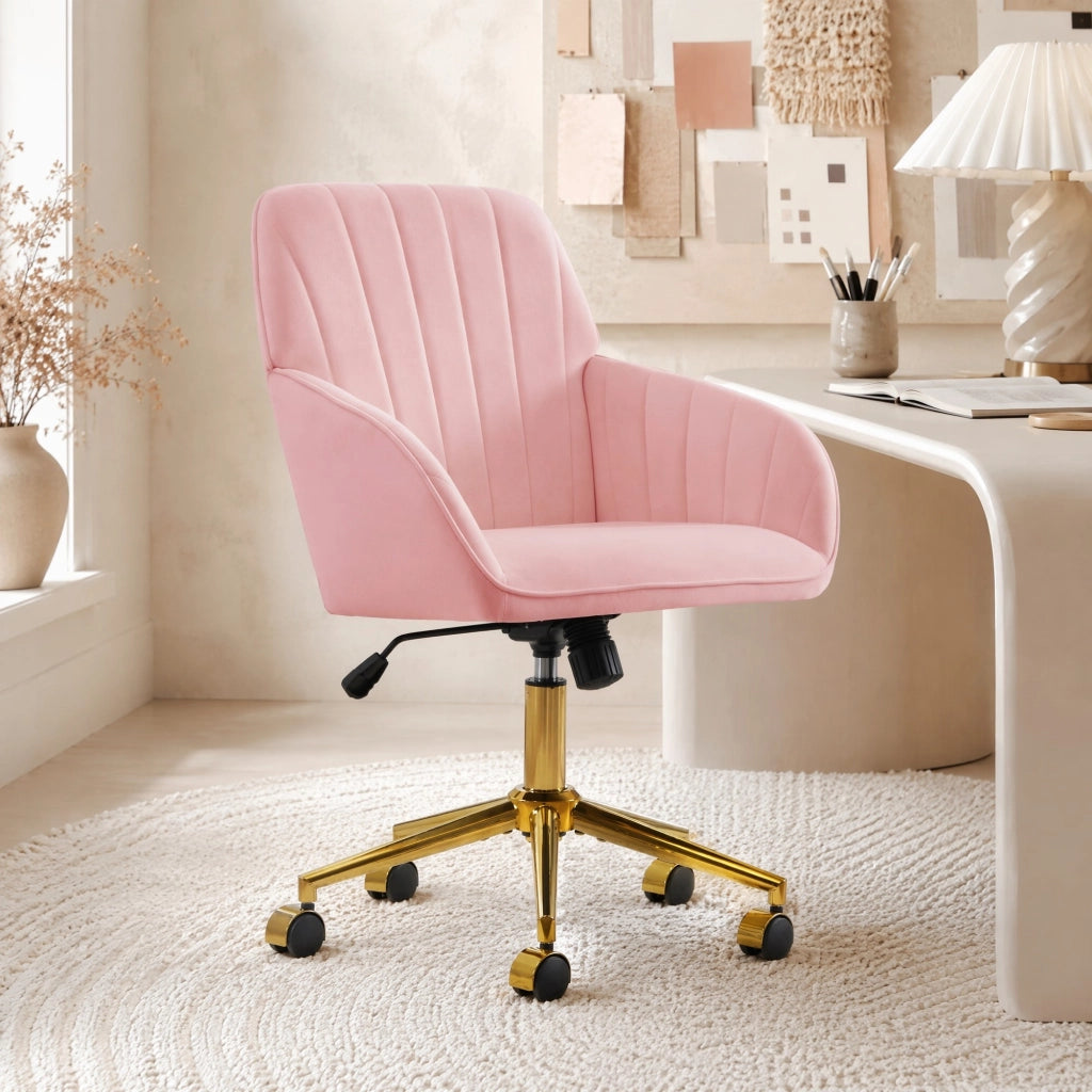 SEDIA DA UFFICIO Girevole Regolabile 50-59 cm Velluto Rosa