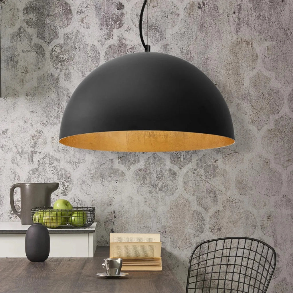 Lampada Da Soffitto Pensile Vasca Metallico Nera 50 Cm