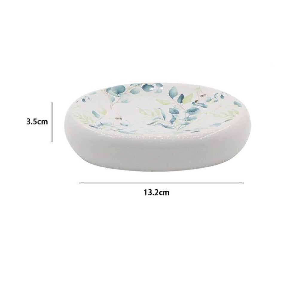 Trade Shop - Piattino Per Sapone Decorato Fiori Foglie Porta Saponetta Accessorio Bagno 87051 -