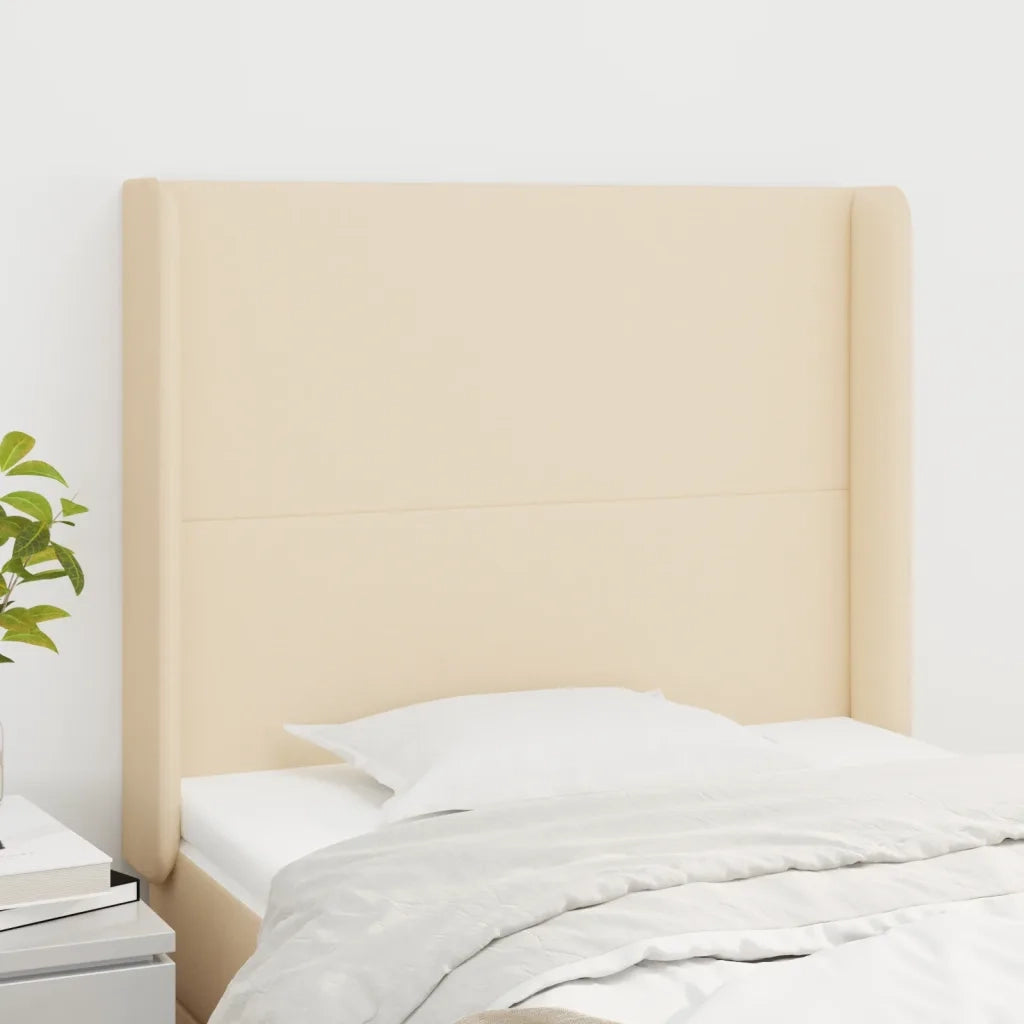 Testiera | Testata ad Orecchio Crema 93x16x118/128 cm in Tessuto