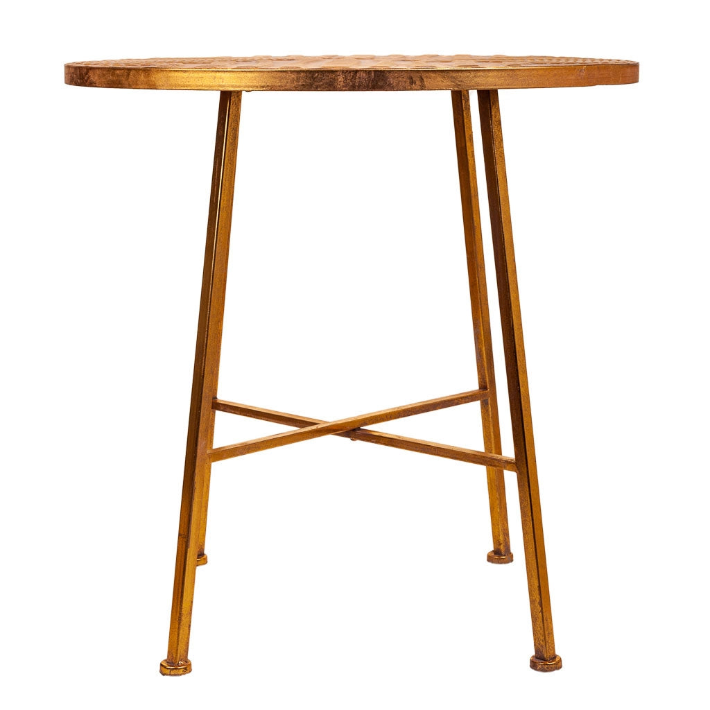 Tavolino in metallo dorato 60x60x60,5h