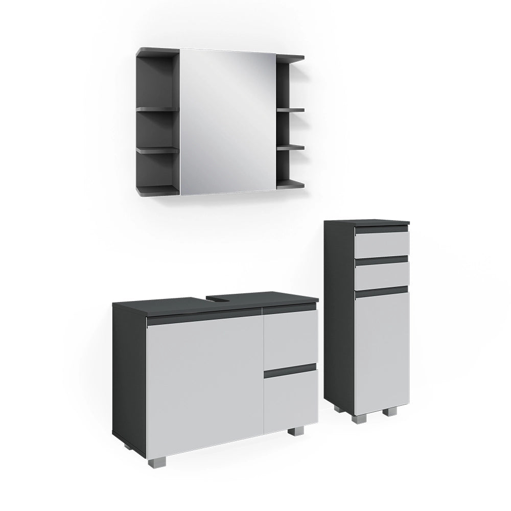 Vicco Set mobili bagno Antracite 3 parti, con armadio midi