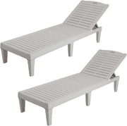 Set di 2 lettini da giardino con schienale regolabile in 5 posizioni, resistenti alle intemperie, per giardino, spiaggia e terrazza, in plastica, portata fino a 160 kg, 187 x 55 x 28 cm