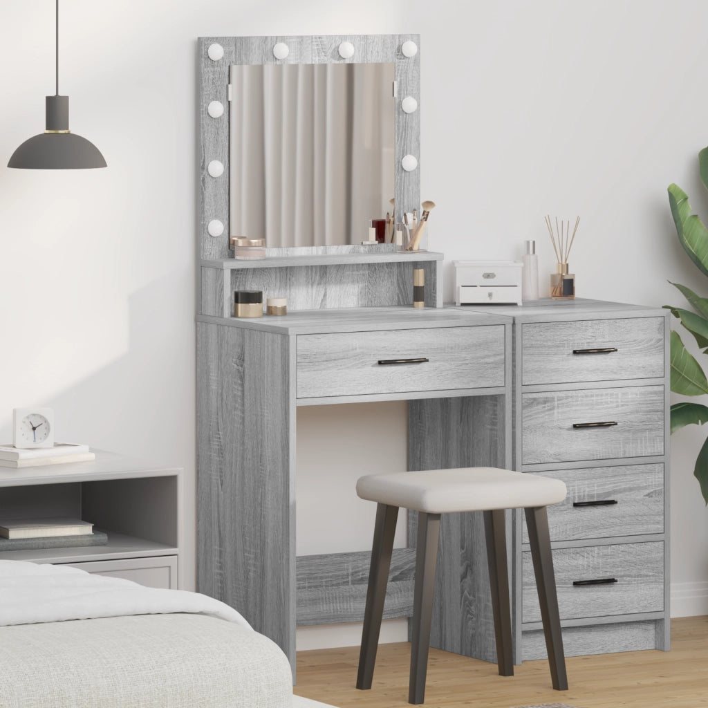 Toeletta  con luci LED Grigio Sonoma 50x41x135 cm