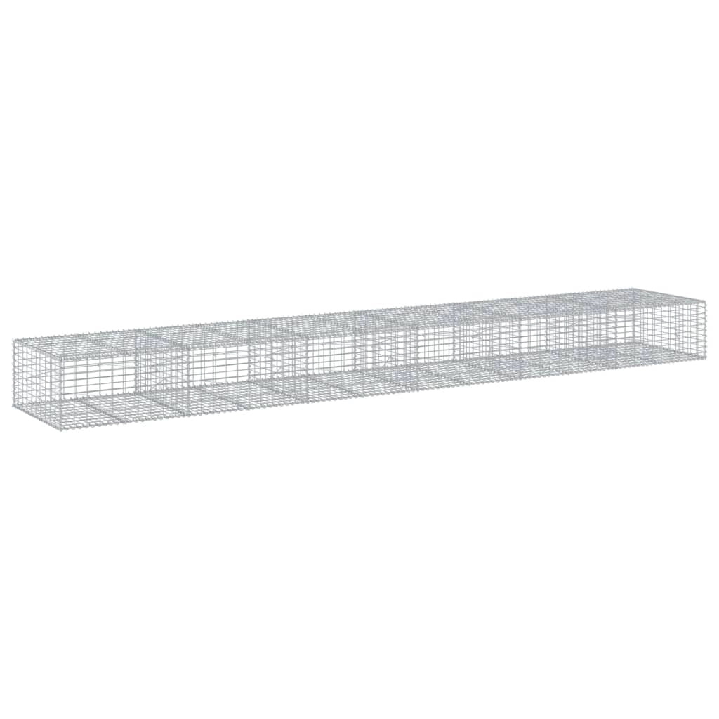 Gabbione recinto a gabbia muro di contenimento con coperchio 600 x 100 x 50 cm ferro zincato argento 02_0040182