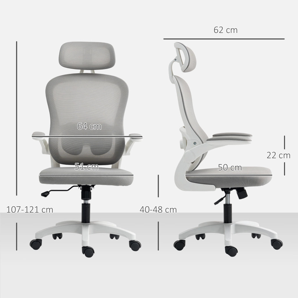 Sedia da ufficio ergonomica ¨C Zephmum ¨C Grigia, rete a doghe, 64x62x115 cm