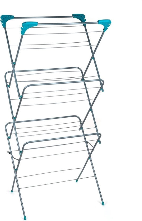 Asciugatrice a 3 livelli elegante - capacità di asciugatura 15m - carico massimo 15kg - colore turquesa - materiale acciaio - dimensioni 64 x 45 x 138 cm
