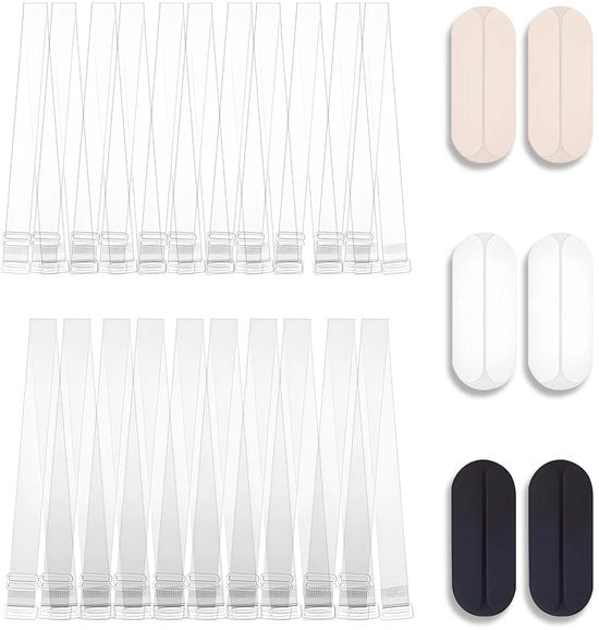 Bandini di sostegno per reggiseno 10 pezzi - Adattabili/Antiscivolo - Translucidi/Siliconati - Bandini di sostegno sostituibili per reggiseno - Diversi stili - Aspetto più sottile - Bandini di sostegno per reggiseno