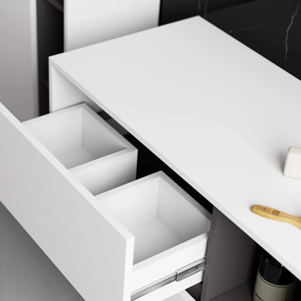 Mobile bagno sospeso senza lavabo VAMI Bianco, Grigio Grafite 90 cm 2 cassetti 90x45,5x60 cm
