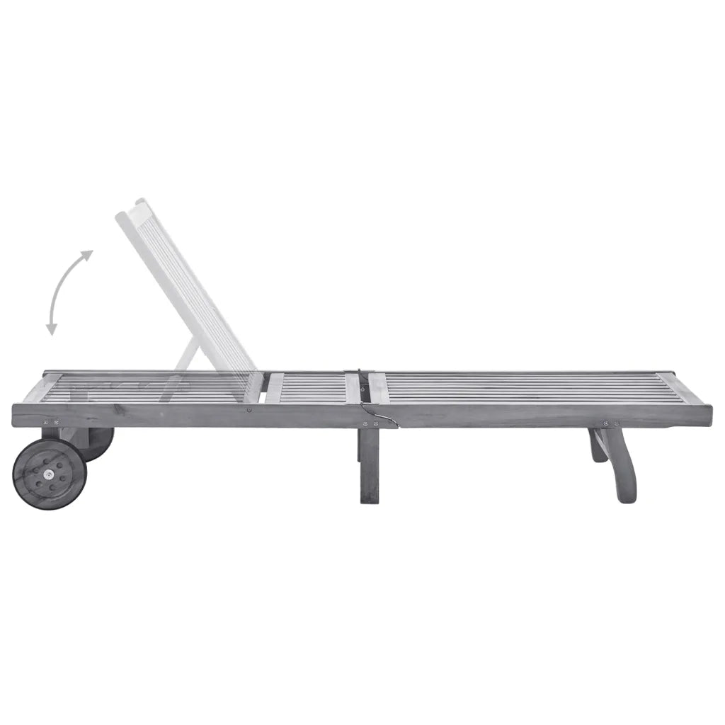 Sdraio da Giardino Grigia con Cuscino in Massello di Acacia cod mxl 72119