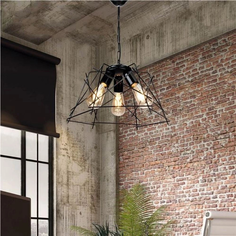 Lampada a sospensione 3 luci in metallo asimmetrico Tena MDL3854 colore nero