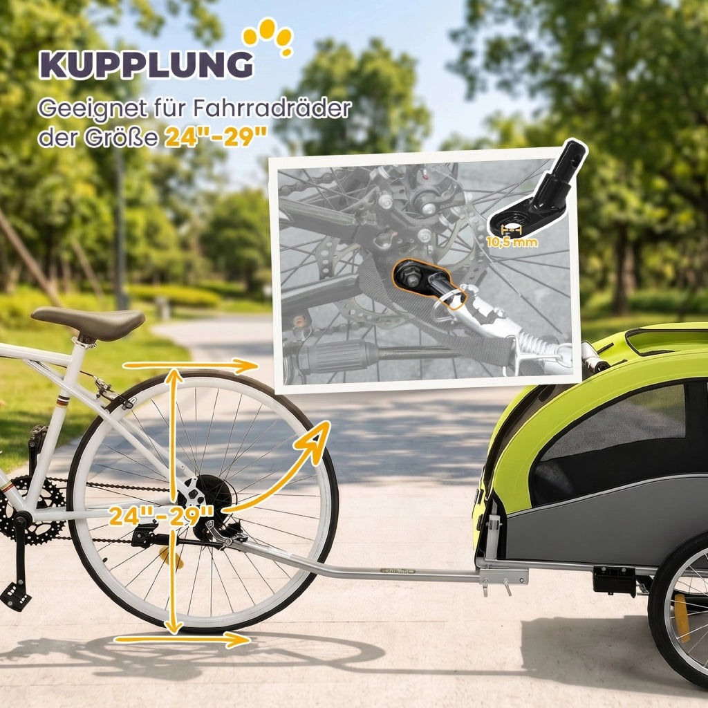 Carrello per cani pieghevole per bici ¨C Minimal ¨C Verde, 20 kg