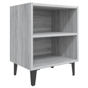 Comodino | Armadio da Notte | Mobiletto da notte con Gambe in Metallo Grigio Sonoma 40x30x50 cm
