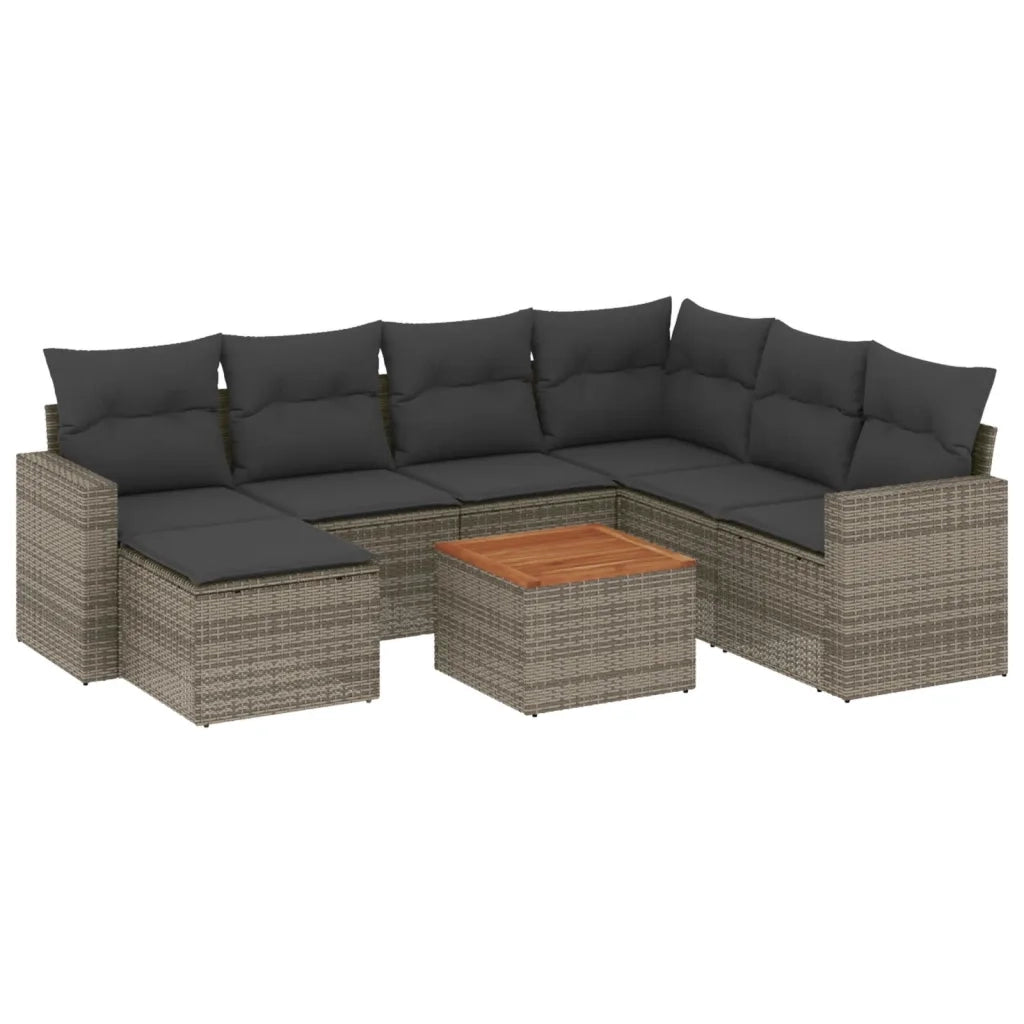 Set Divano da Giardino 8 pz con Cuscini Grigio in Polyrattancod mxl 111890