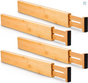 Set di 4 distributore di carico in legno di bambù (42.2-55.2 cm), organizzatore di carico regolabile, distributore di carico, abbigliamento, bagno, armadio, pax