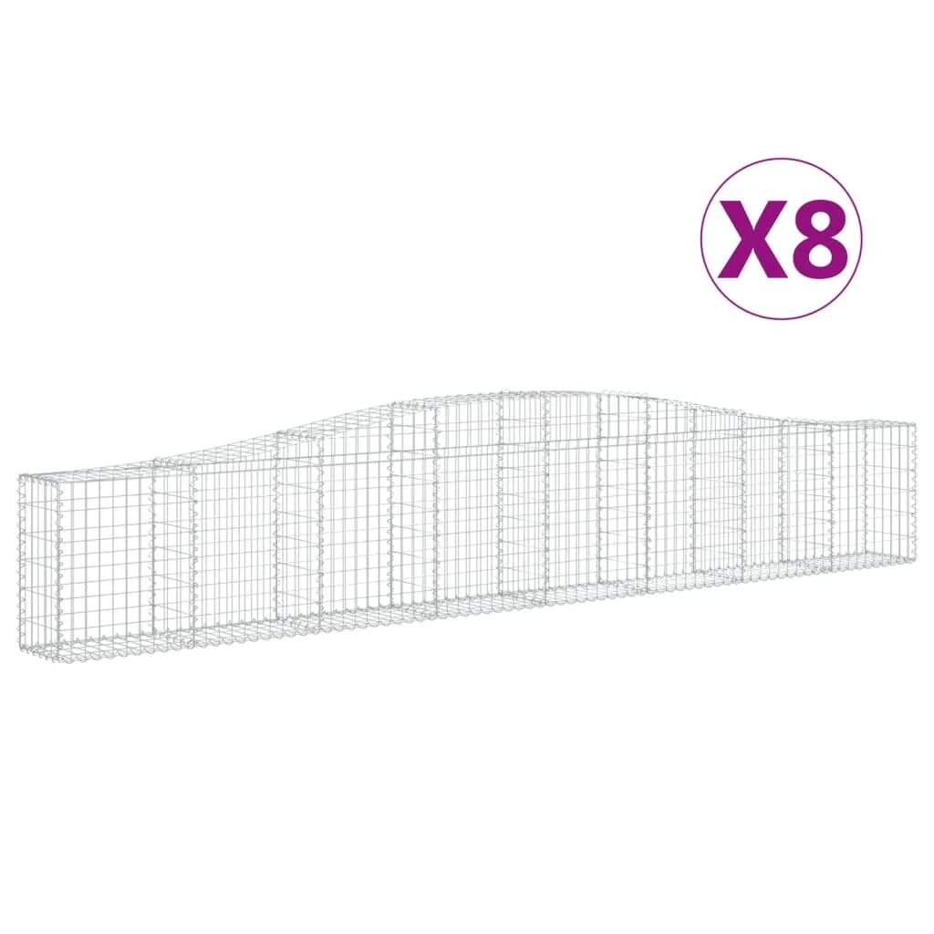 Set di 8 gabbioni ad arco per recinzione gabbia o muro di contenimento 400 x 30 x 60/80 cm ferro zincato argento 02_0041217