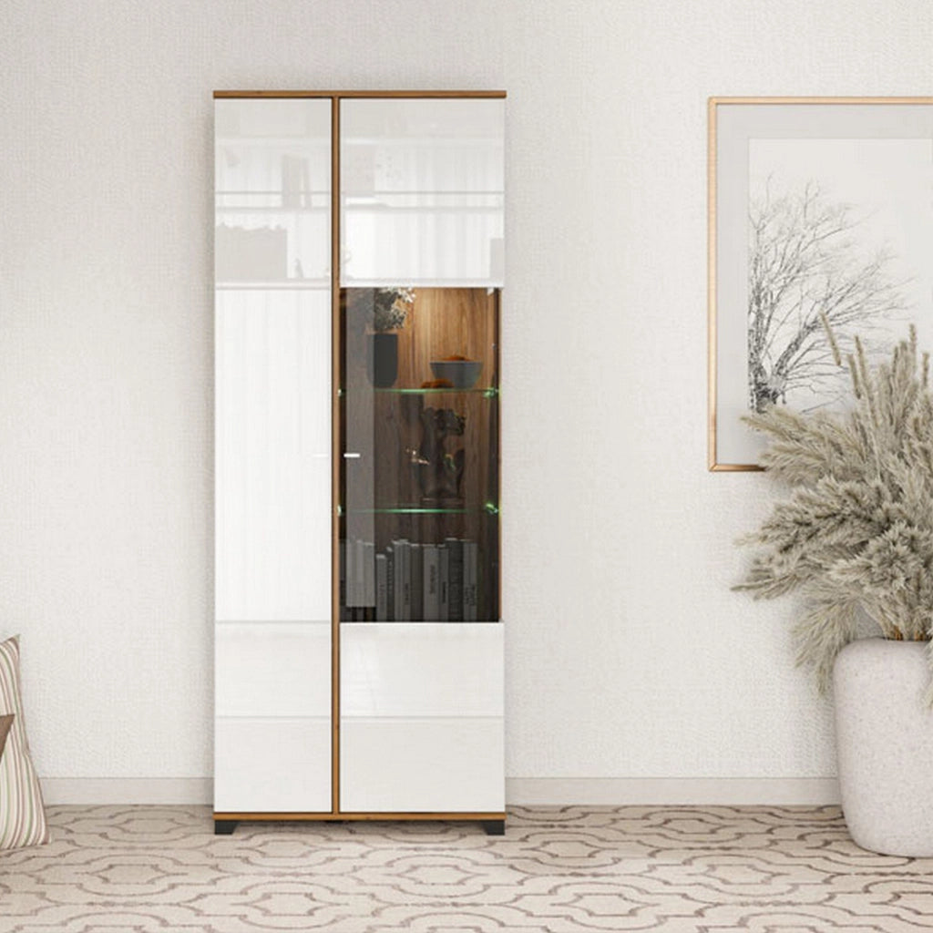 Mobile Espositore Arentino, Vetrina 8 Ripiani, 78.5x40x200.5h cm Bianco