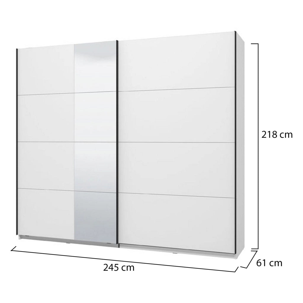 Armadio Camera da Letto Resiutta, Guardaroba Grande 2 Ripiani, 245x217.5h cm Bianco Opaco