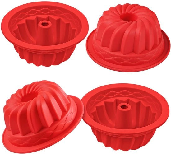 Mini Stampi per Cupcake e Muffin in Silicone, 4 Stck, 10cm, Ronde Forme per Savarin, Non-Stick, 4 Pollici