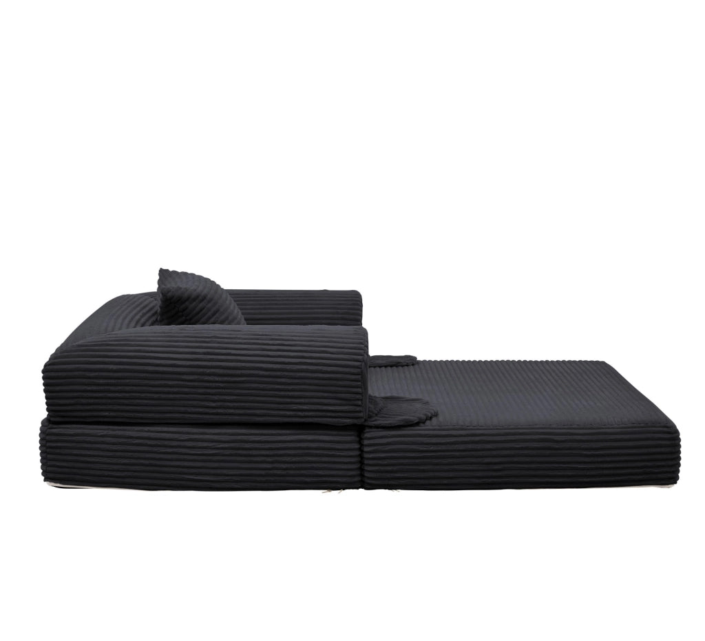 Poltrona letto singola 2 in 1 in velluto a coste nero