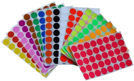 Etichette Ronde 19 mm - 16 Colori - Etichetta Autoadesiva - Etichette con Punti - Organizzatore - Ideale per Ufficio/Scolastico - Etichette Autoadesive