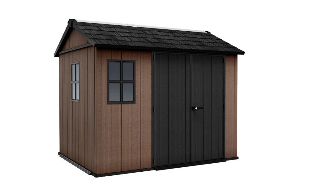Casetta Box da Giardino 230x287x246 cm Newton Plus 759/975 Doppia Opzione Montaggio in Resina Evotech+ Nero
