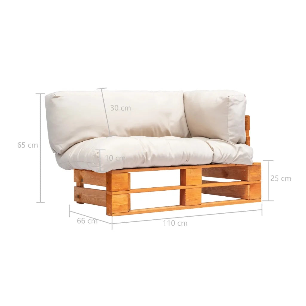Divano da Giardino a Pallet e Cuscini Sabbia Legno di Pino 277446