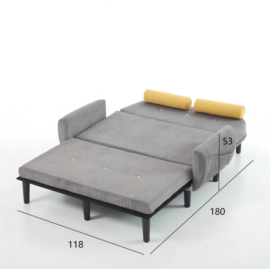 Divano Loveseat in Velluto Grigio con Contenitore, Letto e Poltrona Relax