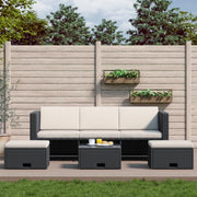 Set Divani da Giardino 4 pz con Cuscini in Polyrattan Nero 43104