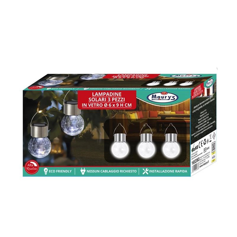 MAURY'S SET 3 LAMPADINE SOLARI 6 X H 9 CM OKX