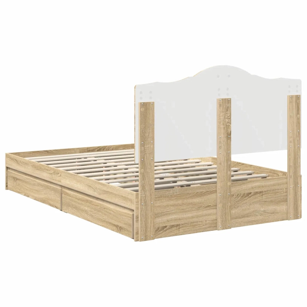 Letto con Contenitore con testiera Rovere Sonoma 135 x 190 cm