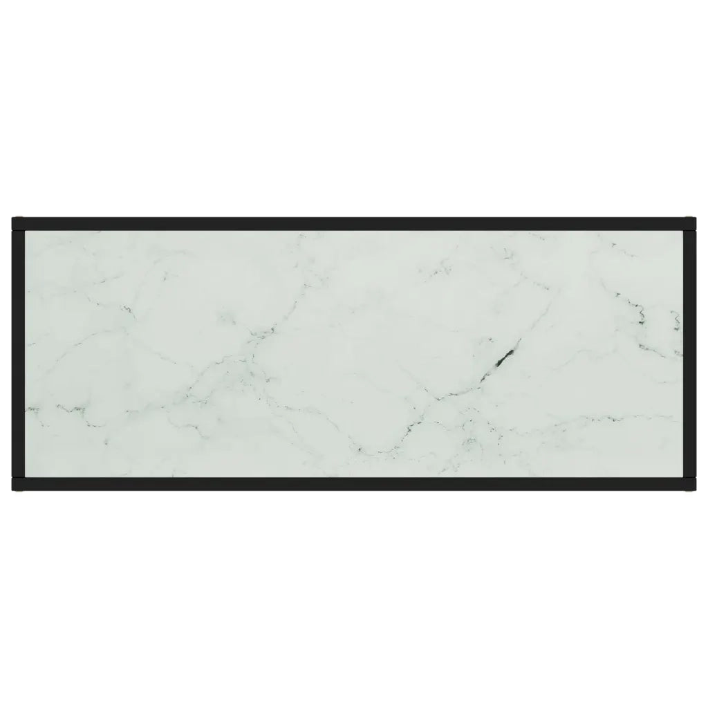 Mobile TV Nero con Vetro Bianco Marmo 100x40x40 cm 322857