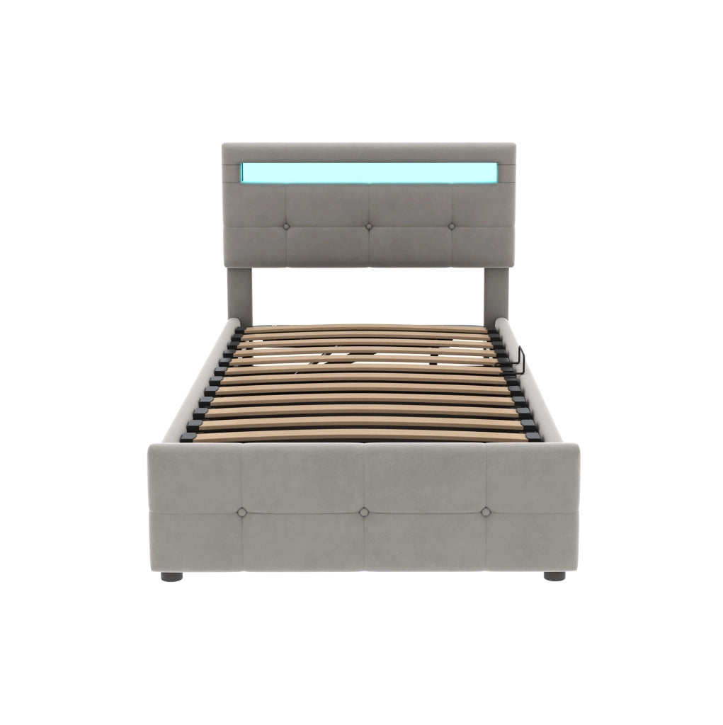 Letto imbottito per bambini 90x200 cm con LED e contenitore