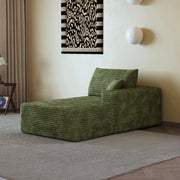 DIVANO Angolare Reversibile in Tessuto Corduroy Verde con Chaise Lounge