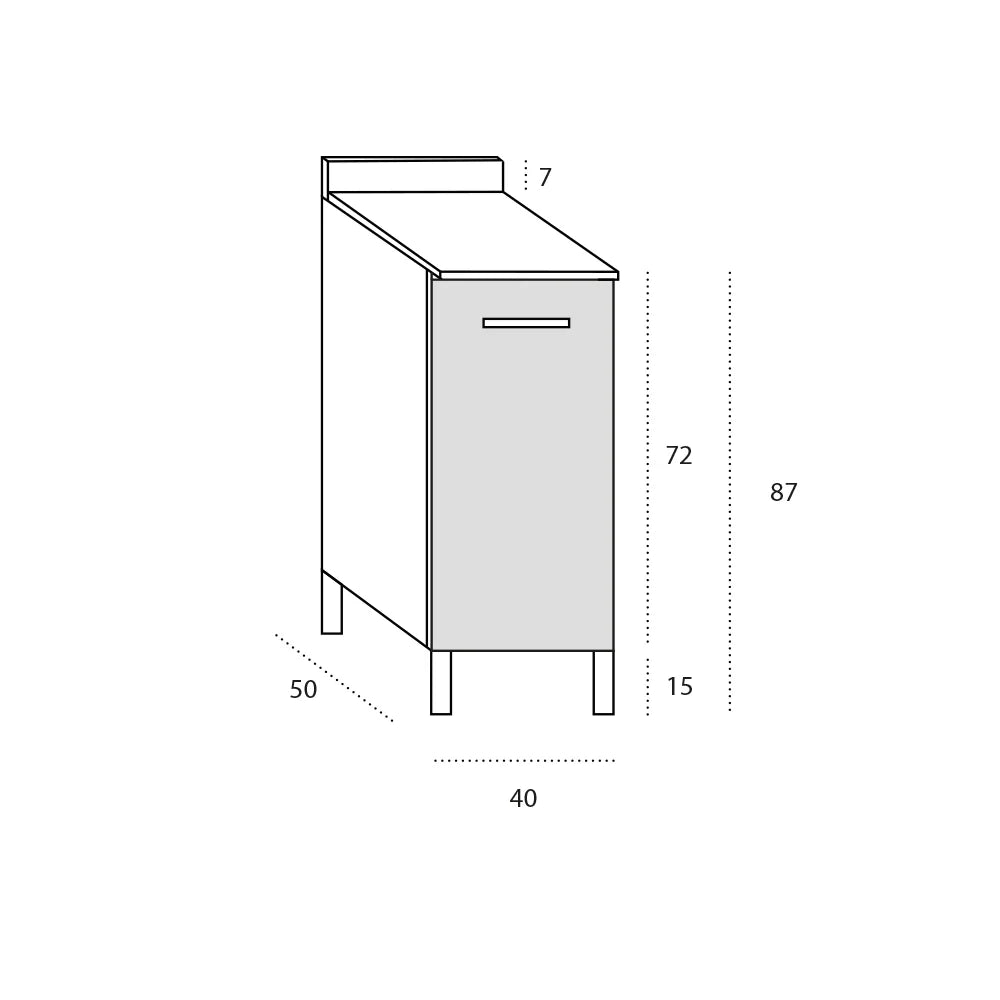 Base per cucina componibile da 40 cm con 1 anta linea MAKA, realizzata in legno 100% MADE IN ITALY, colore Noce, Apertura DX