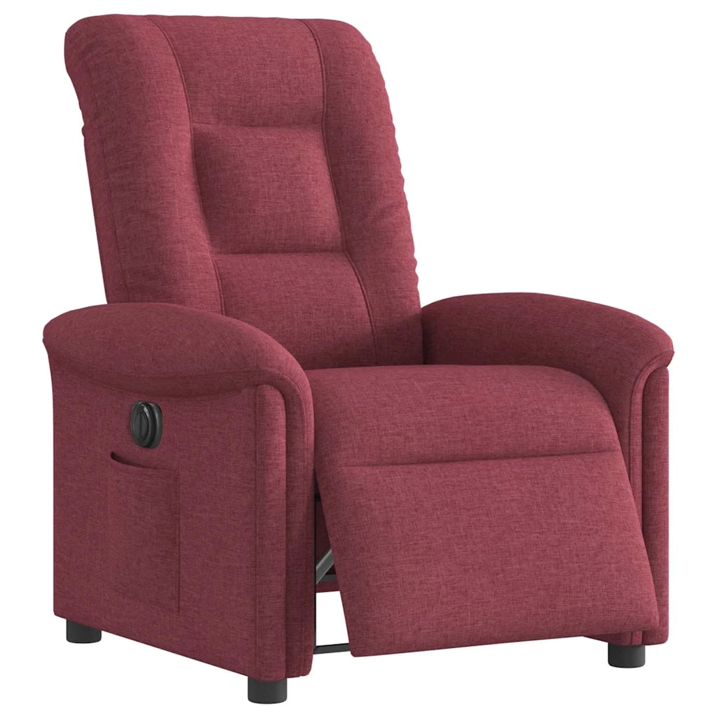 Poltrona | Sedia Relax Elettrica Reclinabile Rosso Vino in Tessuto
