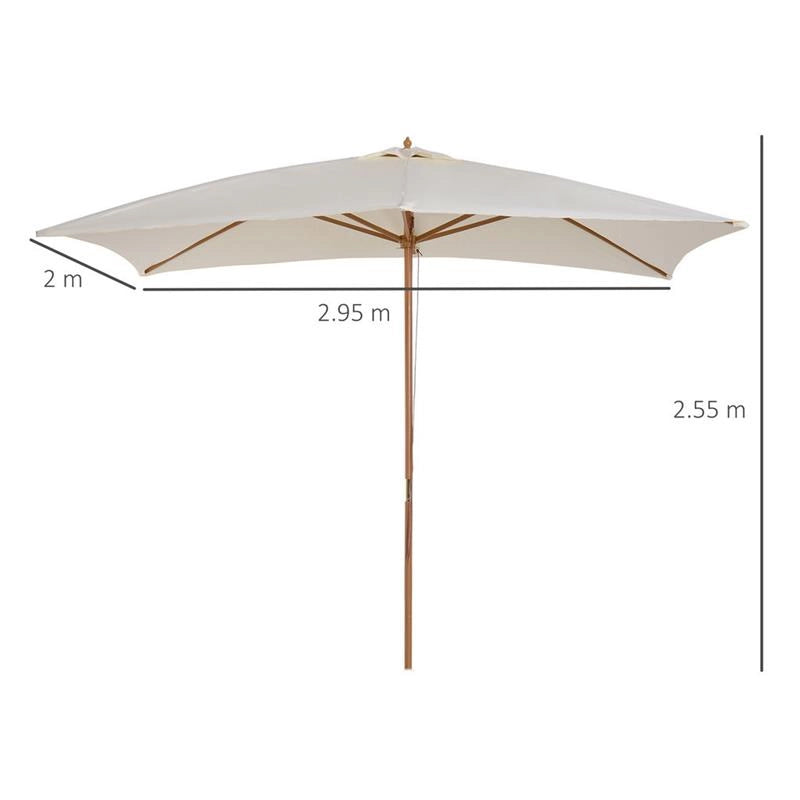 OMBRELLONE IN LEGNO DA ESTERNO GIARDINO 2 X 2.95 X 2.55 M CREMA