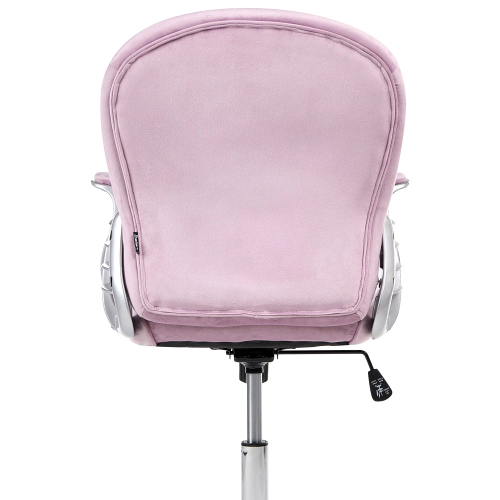 Sedia da ufficio in velluto violetto con altezza regolabile e schienale trapuntato stile retrò moderno