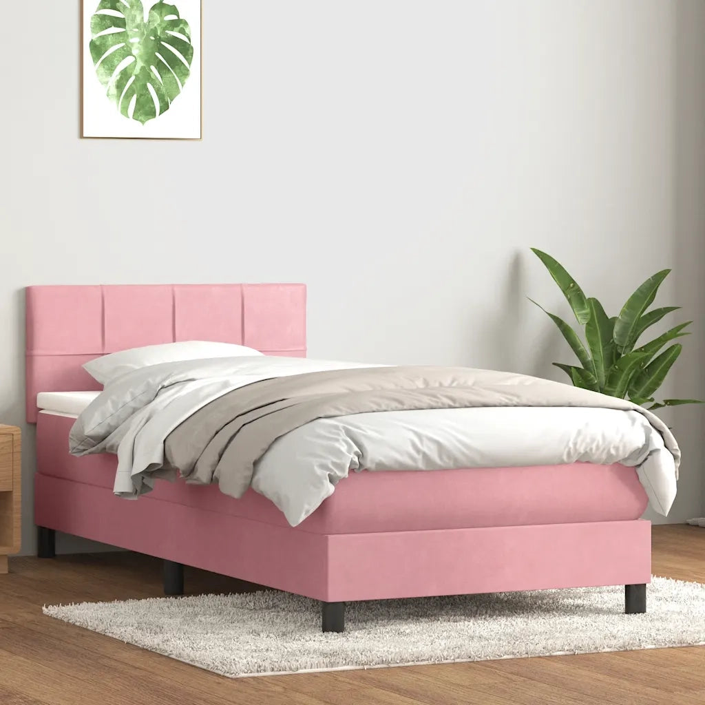 Letto a Molle con Materasso e LED Rosa 80x220 cm Velluto 3316910