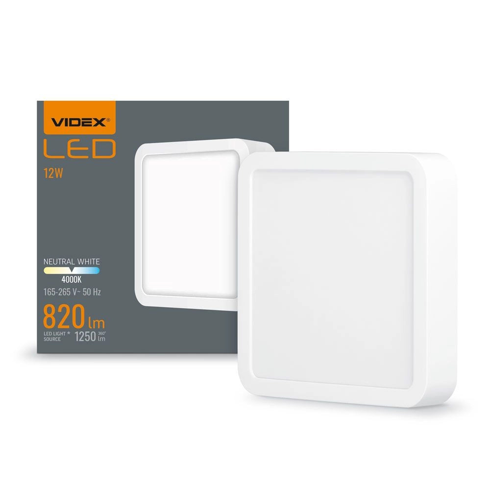 Plafoniera LED quadrata bianca 10W 1250lm 3CCT Videx