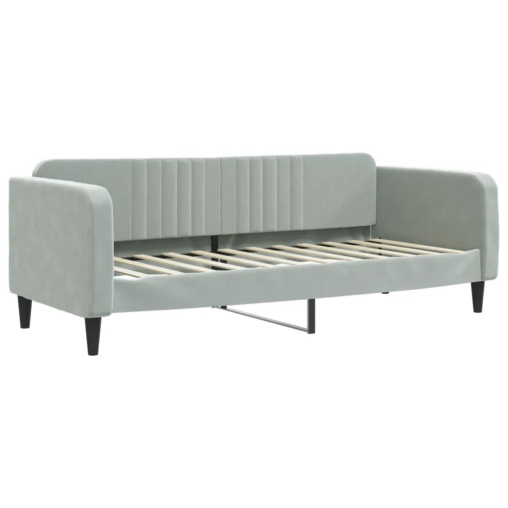 Divano Letto Estraibile Cassetti Grigio Chiaro 80x200cm Velluto