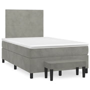 Giroletto a Molle con Materasso Grigio Chiaro 120x190cm Velluto